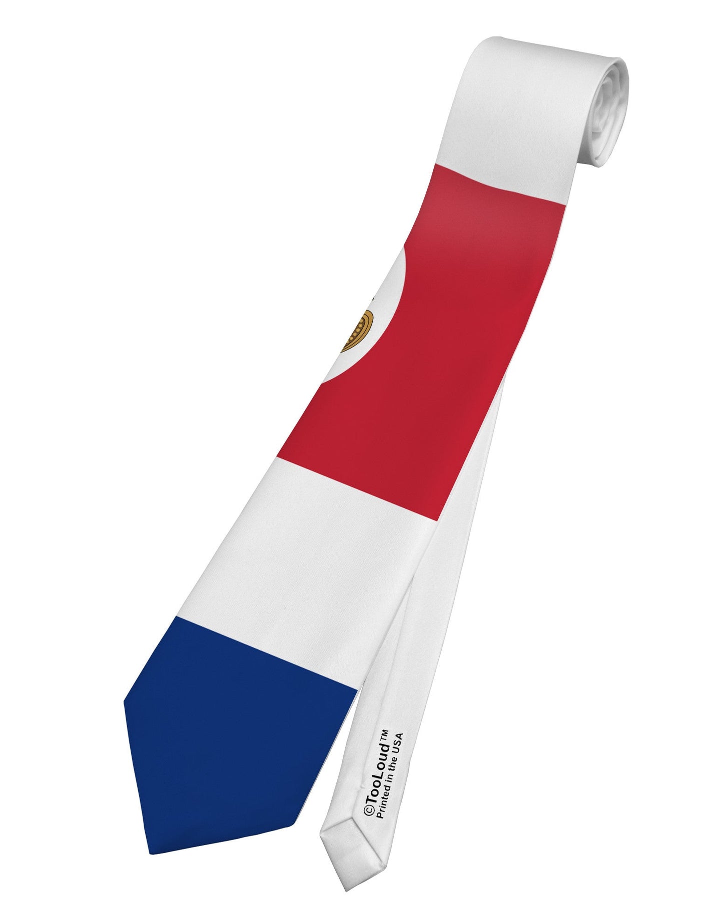 Costa Rica Flag AOP Printed White Necktie All Over Print
