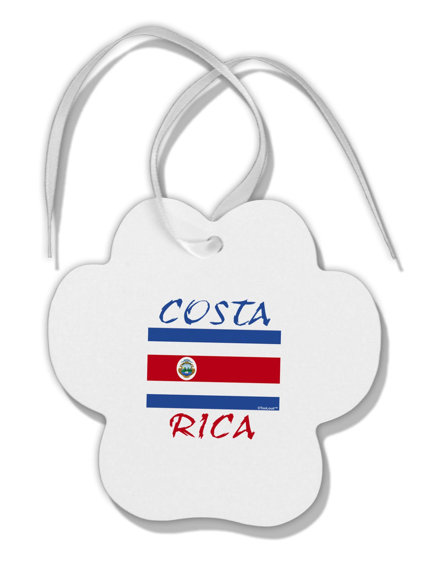 Costa Rica Flag Paw Print Shaped Ornament-Ornament-TooLoud-White-Davson Sales