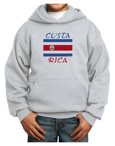 Costa Rica Flag Youth Hoodie Pullover Sweatshirt-Youth Hoodie-TooLoud-Ash-XS-Davson Sales