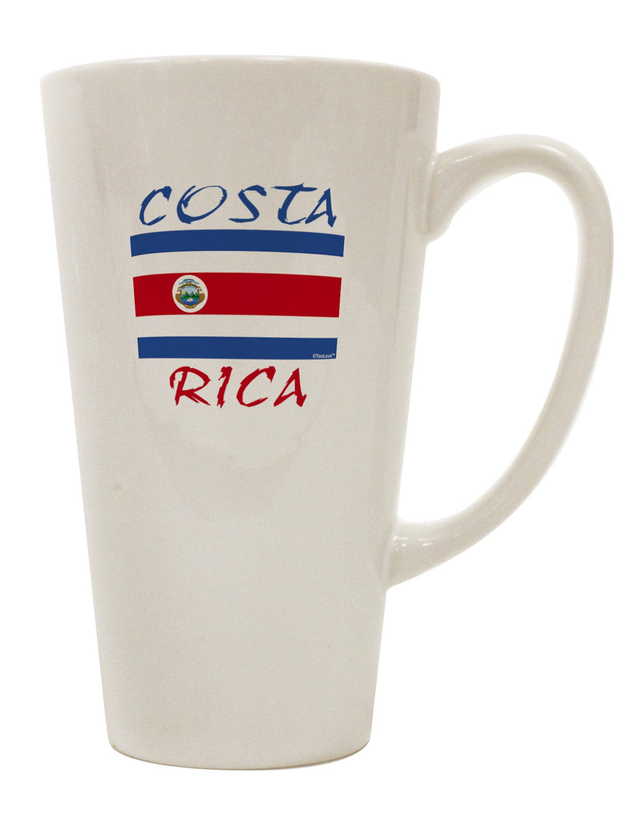 Costa Rican Pride 16 oz Conical Latte Coffee Mug - Exquisite Drinkware TooLoud-Conical Latte Mug-TooLoud-White-Davson Sales