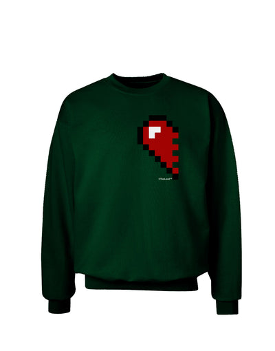 Couples Pixel Heart Design - Left Adult Dark Sweatshirt by TooLoud-Sweatshirts-TooLoud-Deep-Forest-Green-Small-Davson Sales