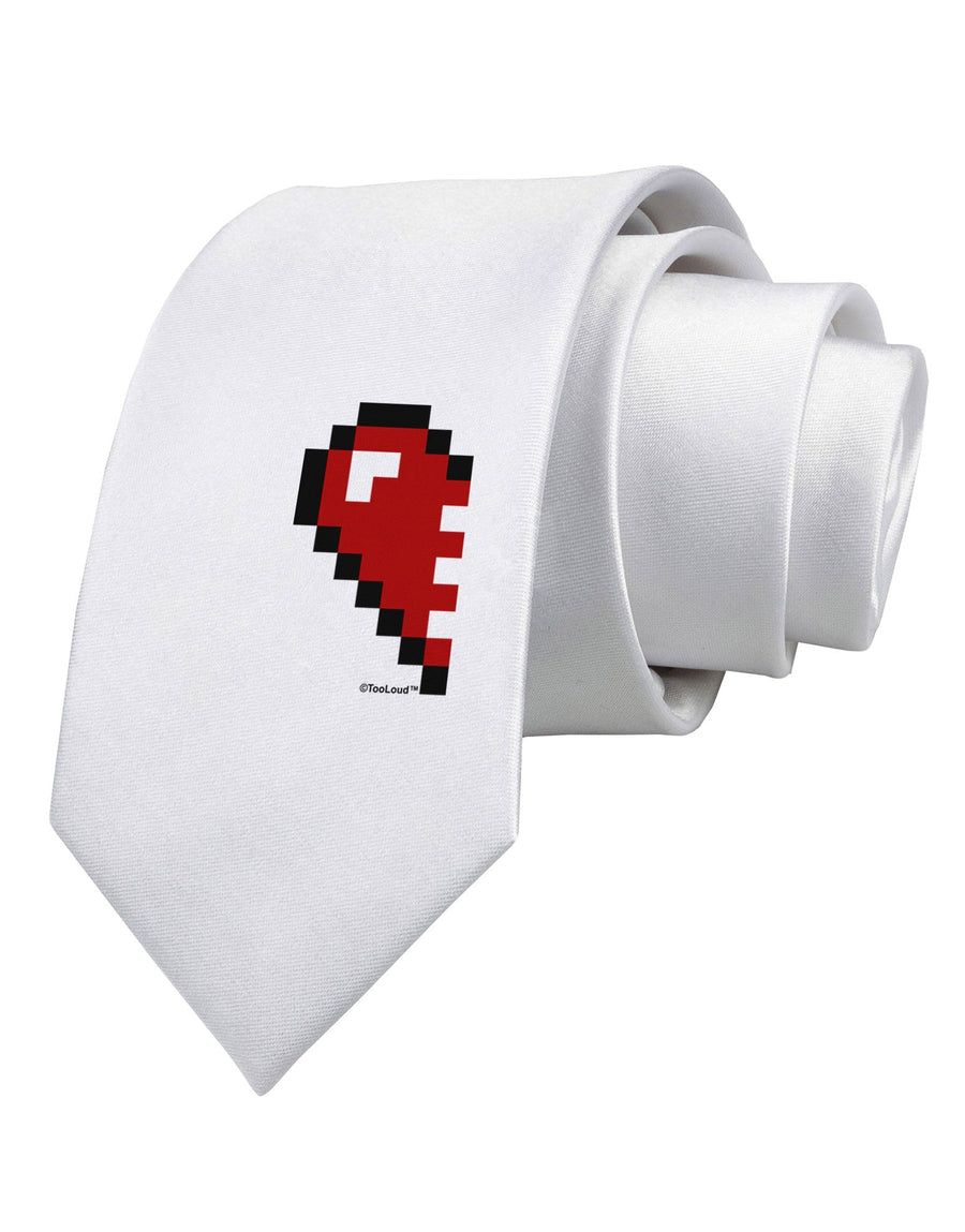 Couples Pixel Heart Design - Left Printed White Necktie by TooLoud