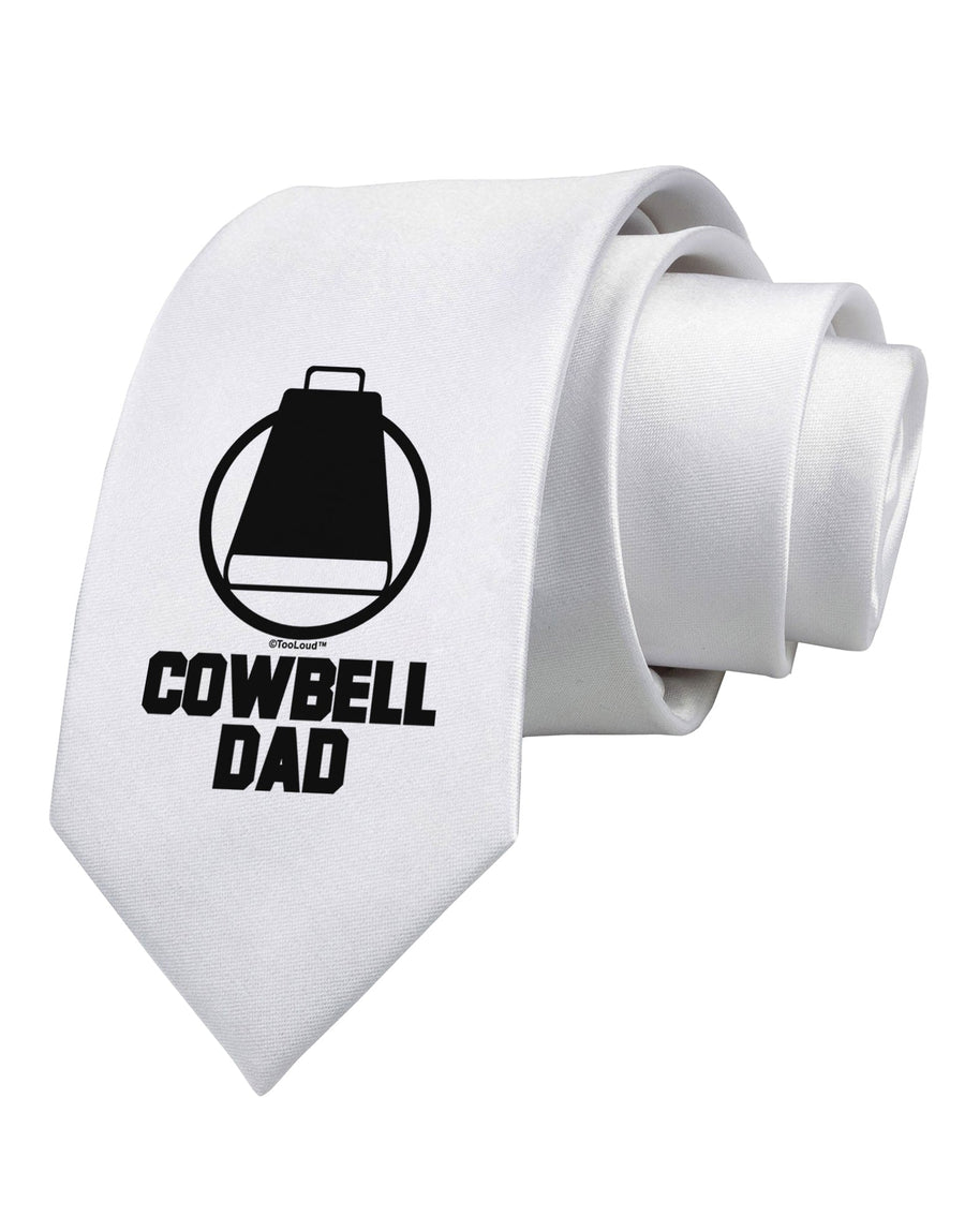 Cowbell Dad Printed White Necktie by TooLoud