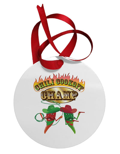 Cowboy Chili Cookoff Champ Circular Metal Ornament-Ornament-TooLoud-White-Davson Sales