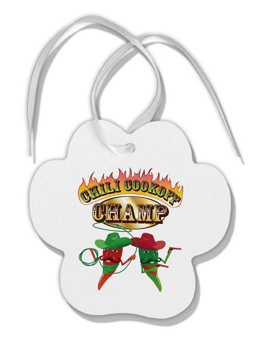 Cowboy Chili Cookoff Champ Paw Print Shaped Ornament-Ornament-TooLoud-White-Davson Sales