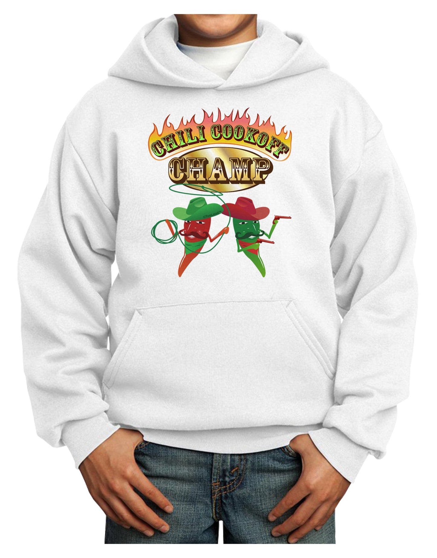 Cowboy Chili Cookoff Champ Youth Hoodie Pullover Sweatshirt-Youth Hoodie-TooLoud-White-XS-Davson Sales