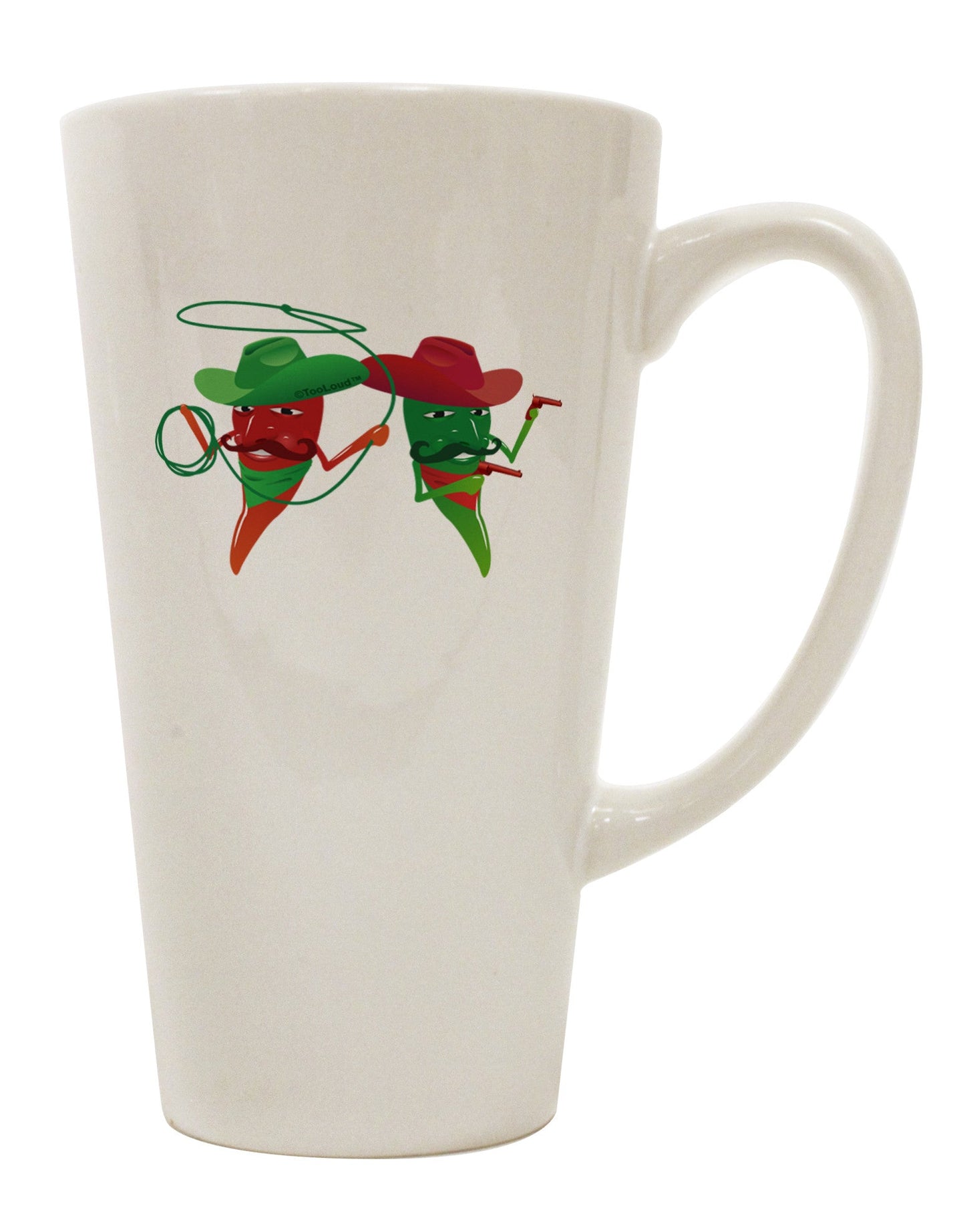 Cowboy Chili Peppers - Exquisite 16 Ounce Conical Latte Coffee Mug - TooLoud-Conical Latte Mug-TooLoud-White-Davson Sales