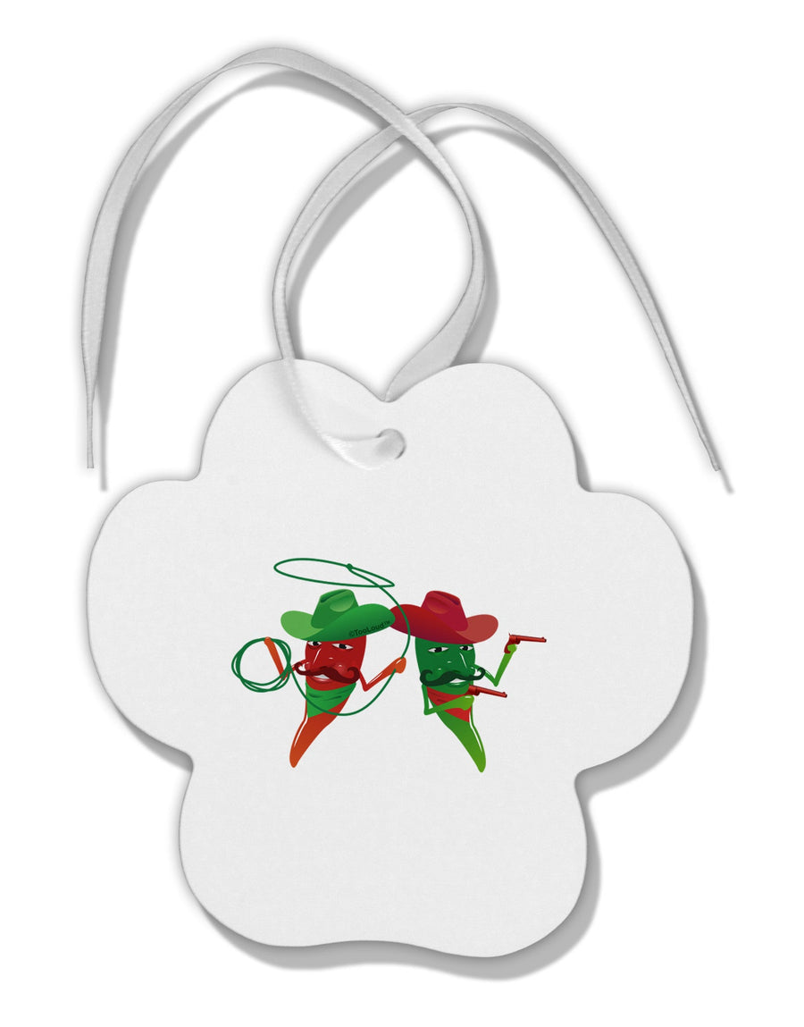 Cowboy Chili Peppers Paw Print Shaped Ornament-Ornament-TooLoud-White-Davson Sales