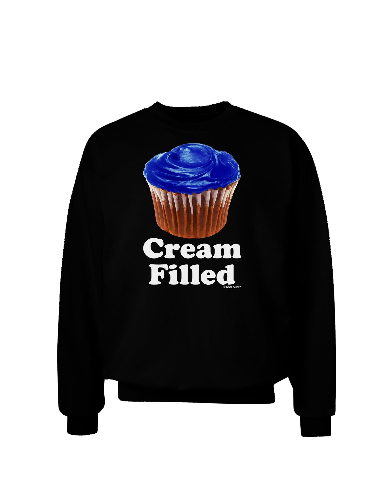Cream Filled Blue Cupcake Design Adult Dark Sweatshirt by TooLoud-Sweatshirts-TooLoud-Black-Small-Davson Sales
