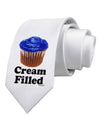 Cream Filled Blue Cupcake Design Printed White Necktie by TooLoud