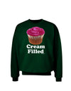 Cream Filled Pink Cupcake Design Adult Dark Sweatshirt by TooLoud-Sweatshirts-TooLoud-Deep-Forest-Green-Small-Davson Sales