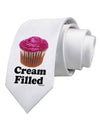 Cream Filled Pink Cupcake Design Printed White Necktie by TooLoud