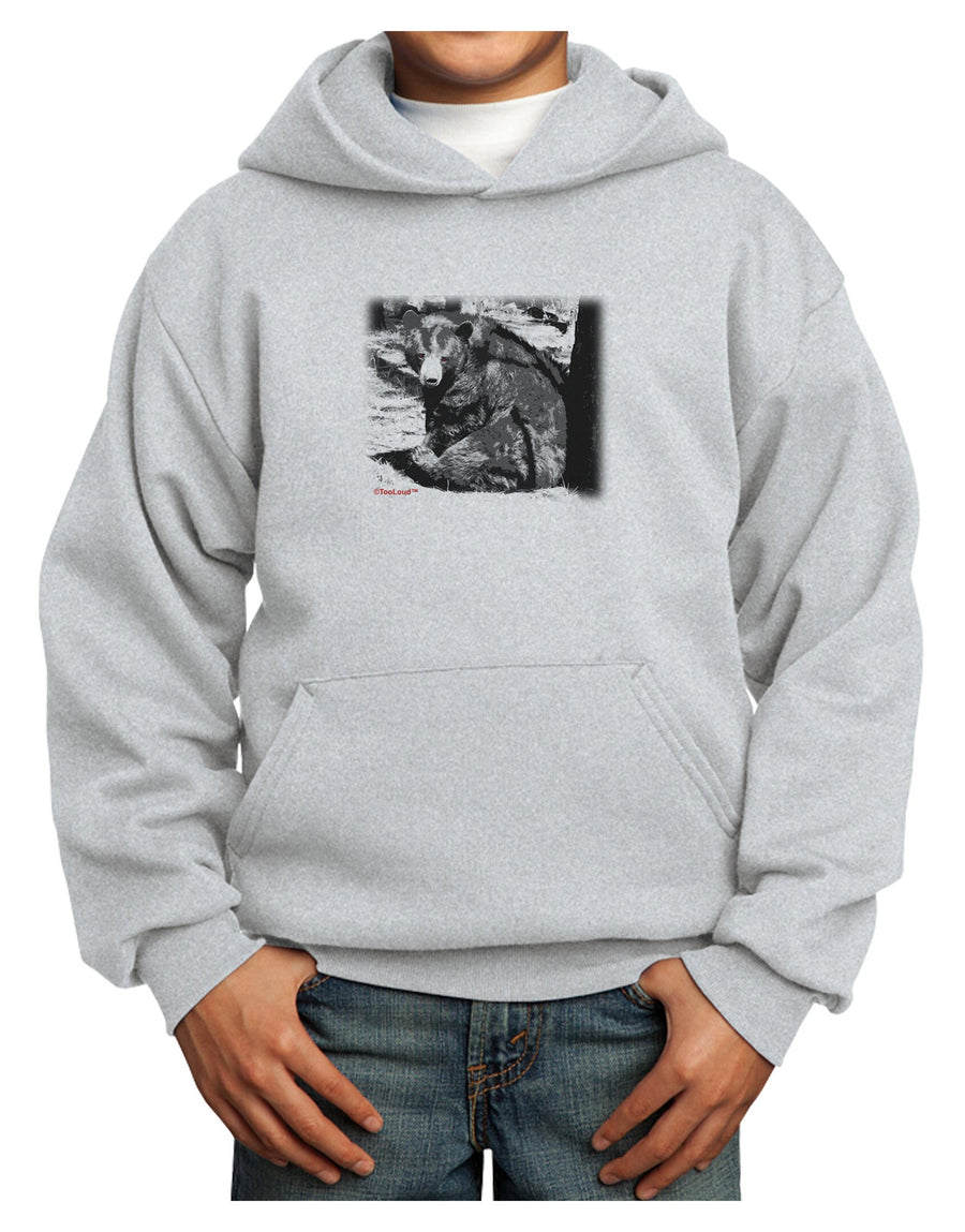 Creepy Black Bear Youth Hoodie Pullover Sweatshirt-Youth Hoodie-TooLoud-White-XS-Davson Sales