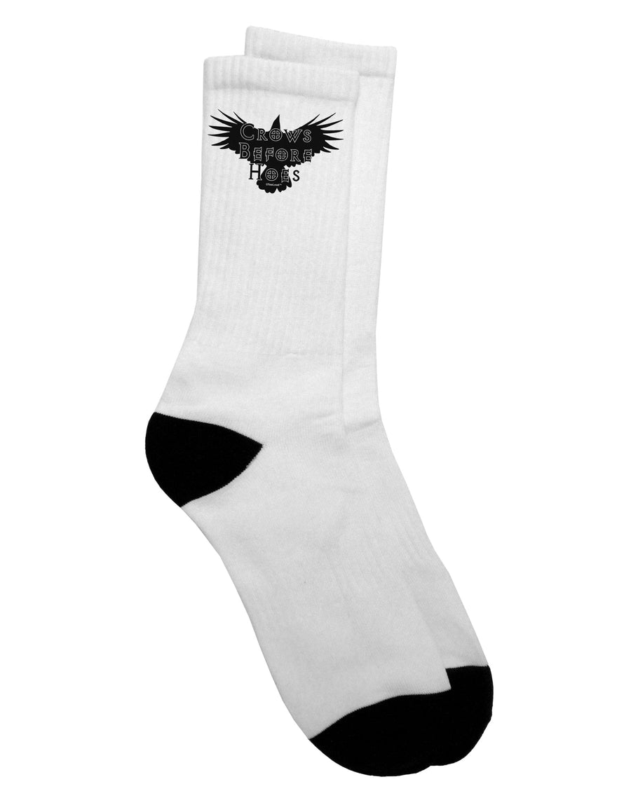 Crows Before Hoes Design Adult Crew Socks - Expertly Crafted by TooLoud-Socks-TooLoud-White-Ladies-4-6-Davson Sales