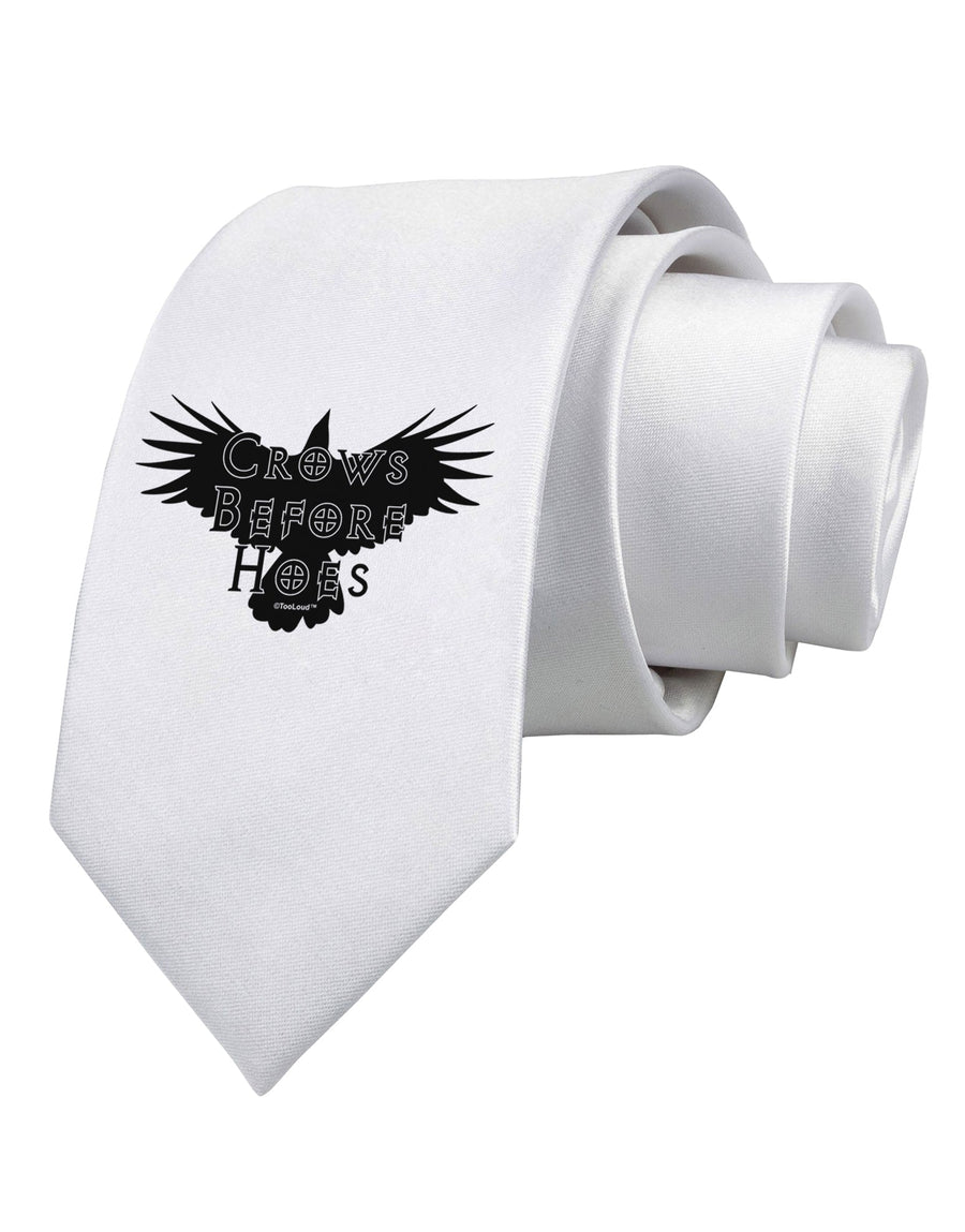 Crows Before Hoes Design Printed White Necktie by TooLoud