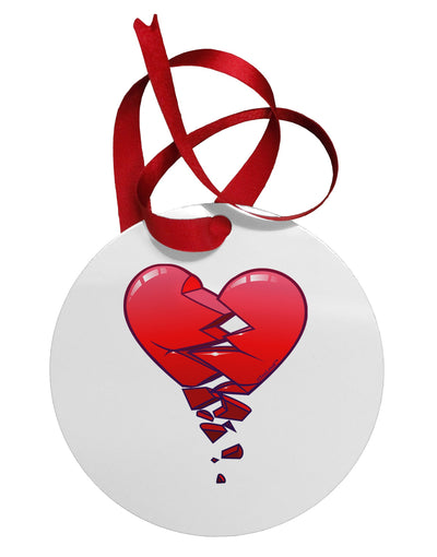 Crumbling Broken Heart Circular Metal Ornament by TooLoud-Ornament-TooLoud-White-Davson Sales