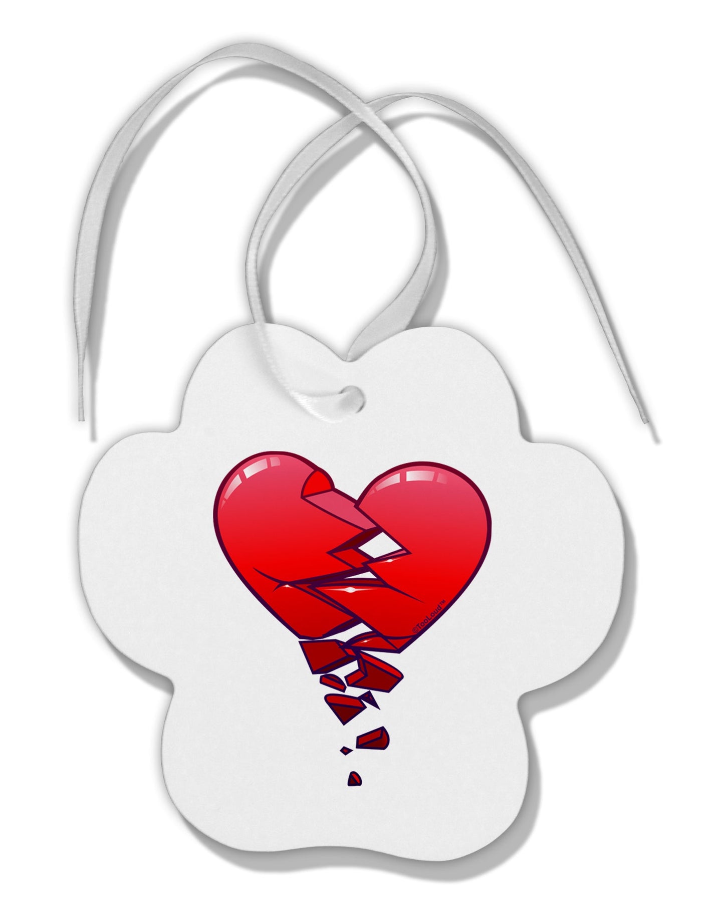 Crumbling Broken Heart Paw Print Shaped Ornament by TooLoud-TooLoud-White-Davson Sales