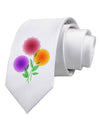 Crystal Dahlias Printed White Necktie