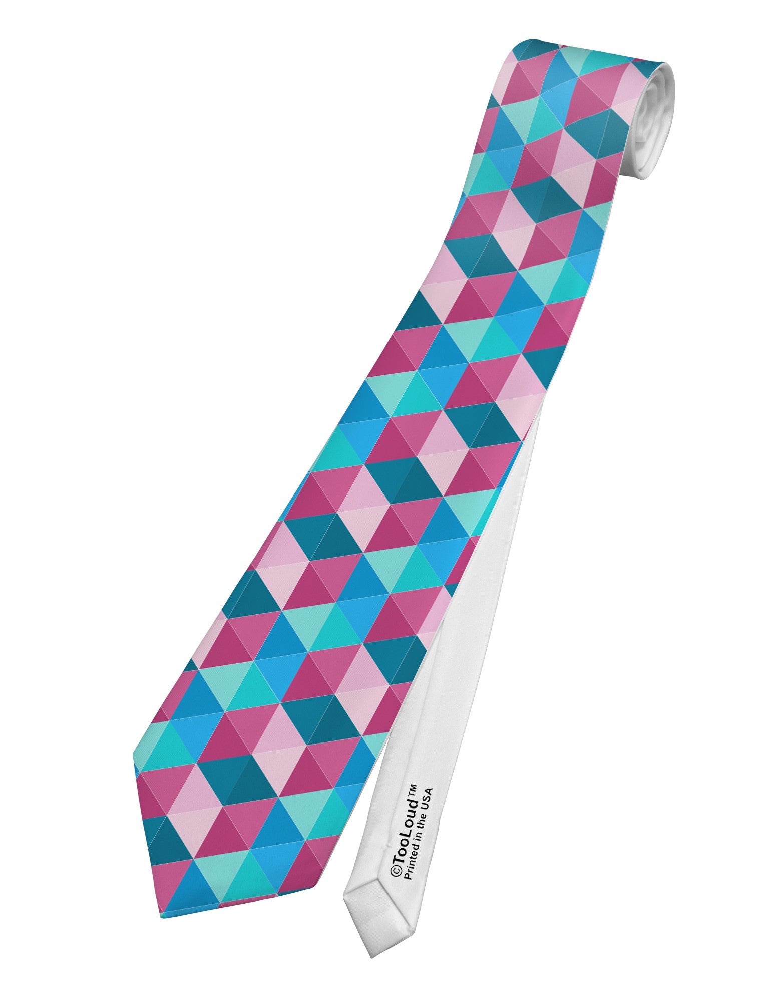 Crystalized Mosaic AOP Printed White Necktie All Over Print
