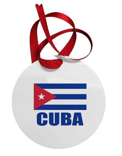 Cuba Flag Cuban Pride Circular Metal Ornament by TooLoud-Ornament-TooLoud-White-Davson Sales