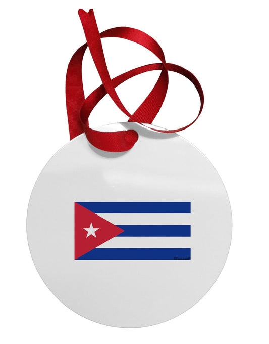 Cuba Flag Cubana Circular Metal Ornament by TooLoud-Ornament-TooLoud-White-Davson Sales