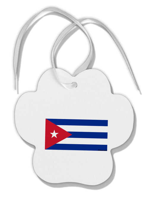 Cuba Flag Cubana Paw Print Shaped Ornament by TooLoud-Ornament-TooLoud-White-Davson Sales
