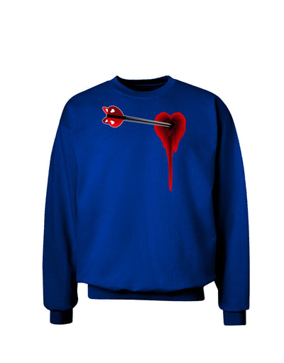 Cupid's Arrow Heart Shot Wound Adult Dark Sweatshirt-Sweatshirts-TooLoud-Deep-Royal-Blue-Small-Davson Sales