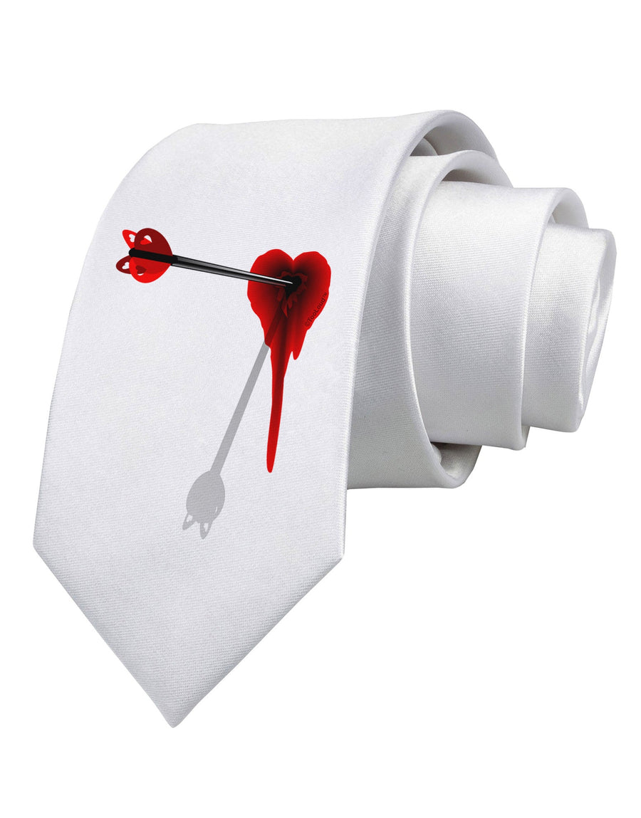 Cupid's Arrow Heart Shot Wound Printed White Necktie