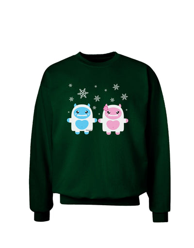 Cute Abominable Snowman Yeti Couple - Christmas Adult Dark Sweatshirt-Sweatshirts-TooLoud-Deep-Forest-Green-Small-Davson Sales