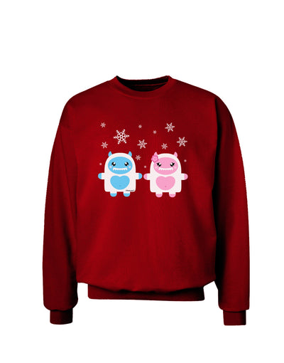 Cute Abominable Snowman Yeti Couple - Christmas Adult Dark Sweatshirt-Sweatshirts-TooLoud-Deep-Red-Small-Davson Sales