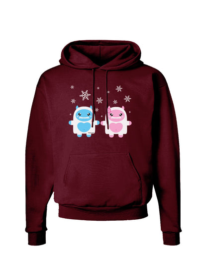 Cute Abominable Snowman Yeti Couple - Christmas Dark Hoodie Sweatshirt-Hoodie-TooLoud-Maroon-Small-Davson Sales