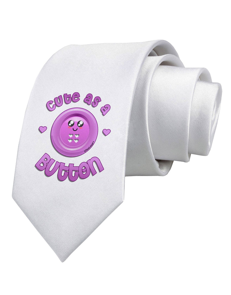 Cute As A Button Smiley Face Printed White Necktie