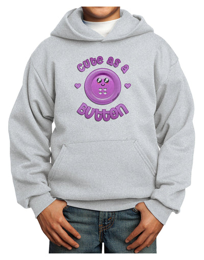 Cute As A Button Smiley Face Youth Hoodie Pullover Sweatshirt-Youth Hoodie-TooLoud-Ash-XS-Davson Sales