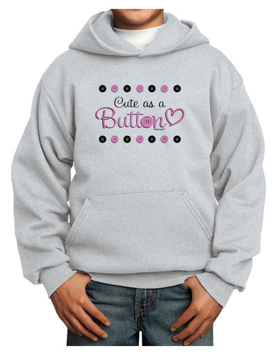 Cute As A Button Youth Hoodie Pullover Sweatshirt-Youth Hoodie-TooLoud-Ash-XS-Davson Sales