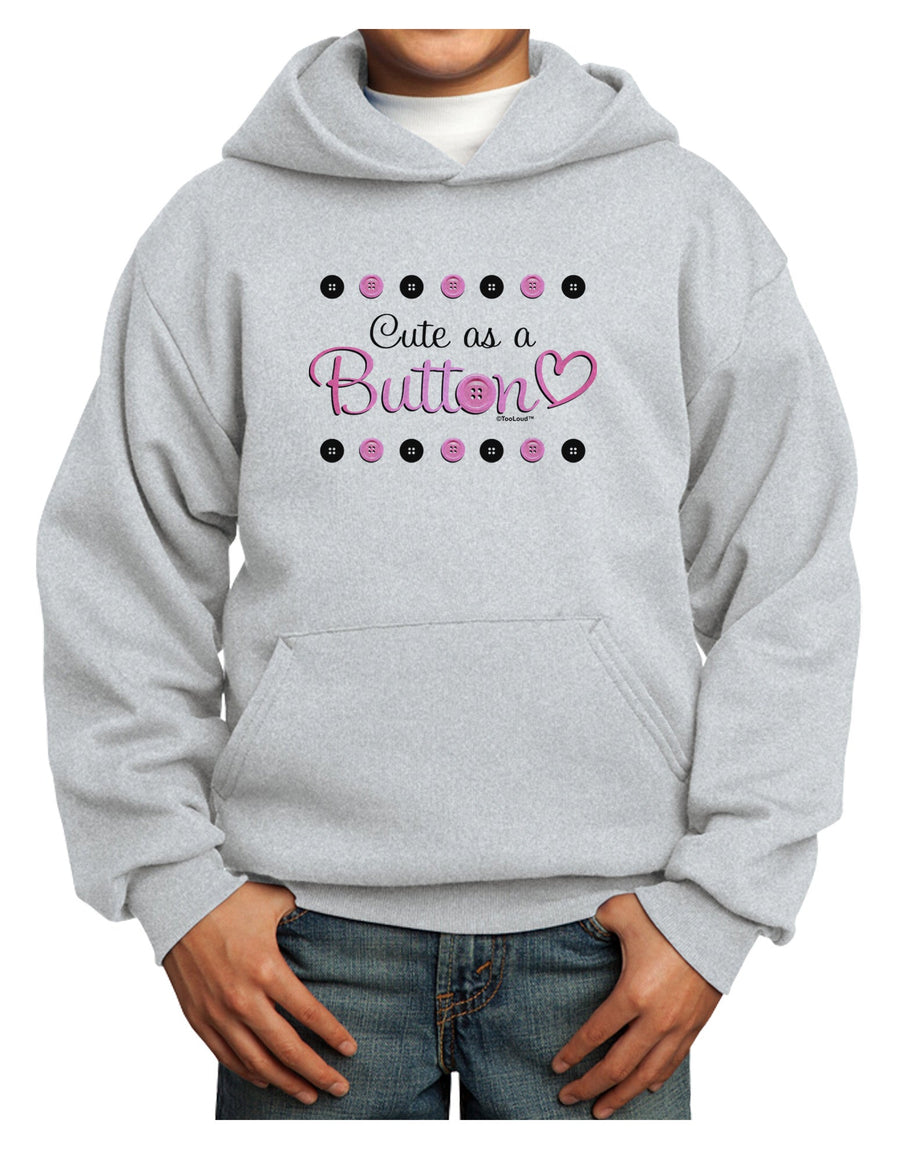 Cute As A Button Youth Hoodie Pullover Sweatshirt-Youth Hoodie-TooLoud-White-XS-Davson Sales
