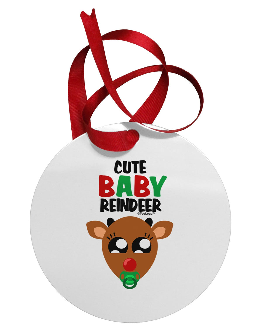 Cute Baby Reindeer Matching Deer Circular Metal Ornament-Ornament-TooLoud-White-Davson Sales