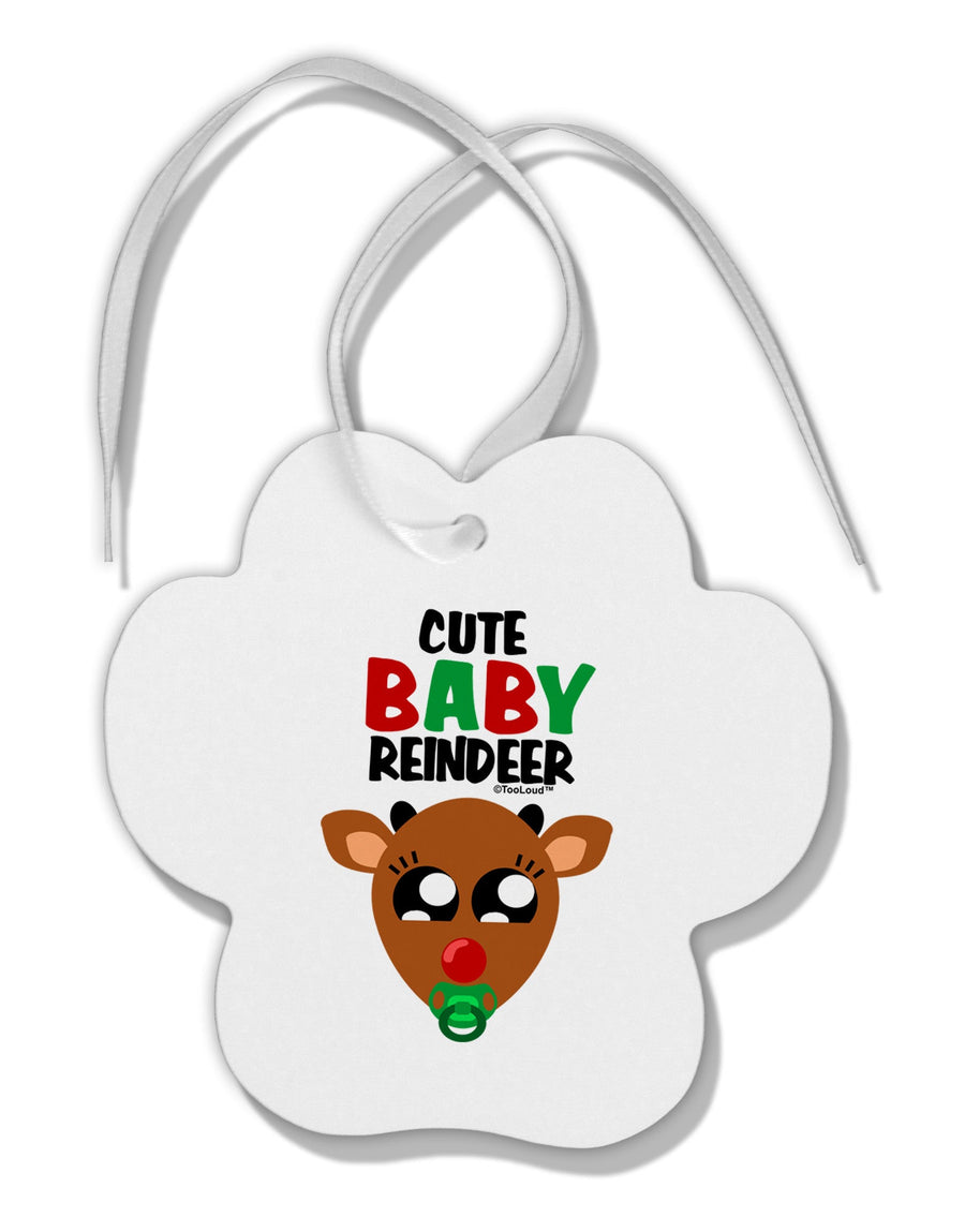 Cute Baby Reindeer Matching Deer Paw Print Shaped Ornament-Ornament-TooLoud-White-Davson Sales