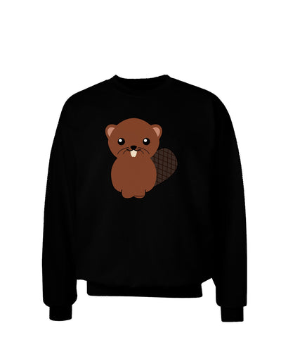 Cute Beaver Adult Dark Sweatshirt-Sweatshirts-TooLoud-Black-Small-Davson Sales