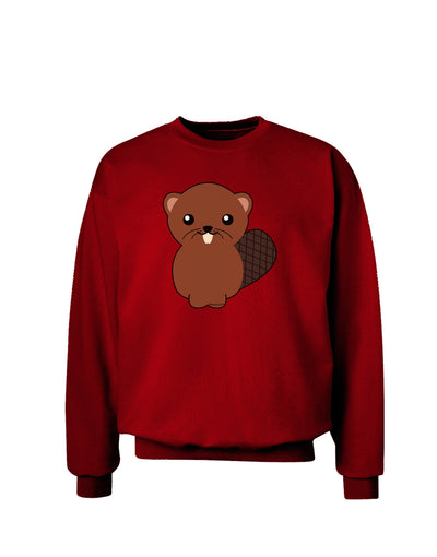 Cute Beaver Adult Dark Sweatshirt-Sweatshirts-TooLoud-Deep-Red-Small-Davson Sales