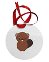 Cute Beaver Circular Metal Ornament-Ornament-TooLoud-White-Davson Sales