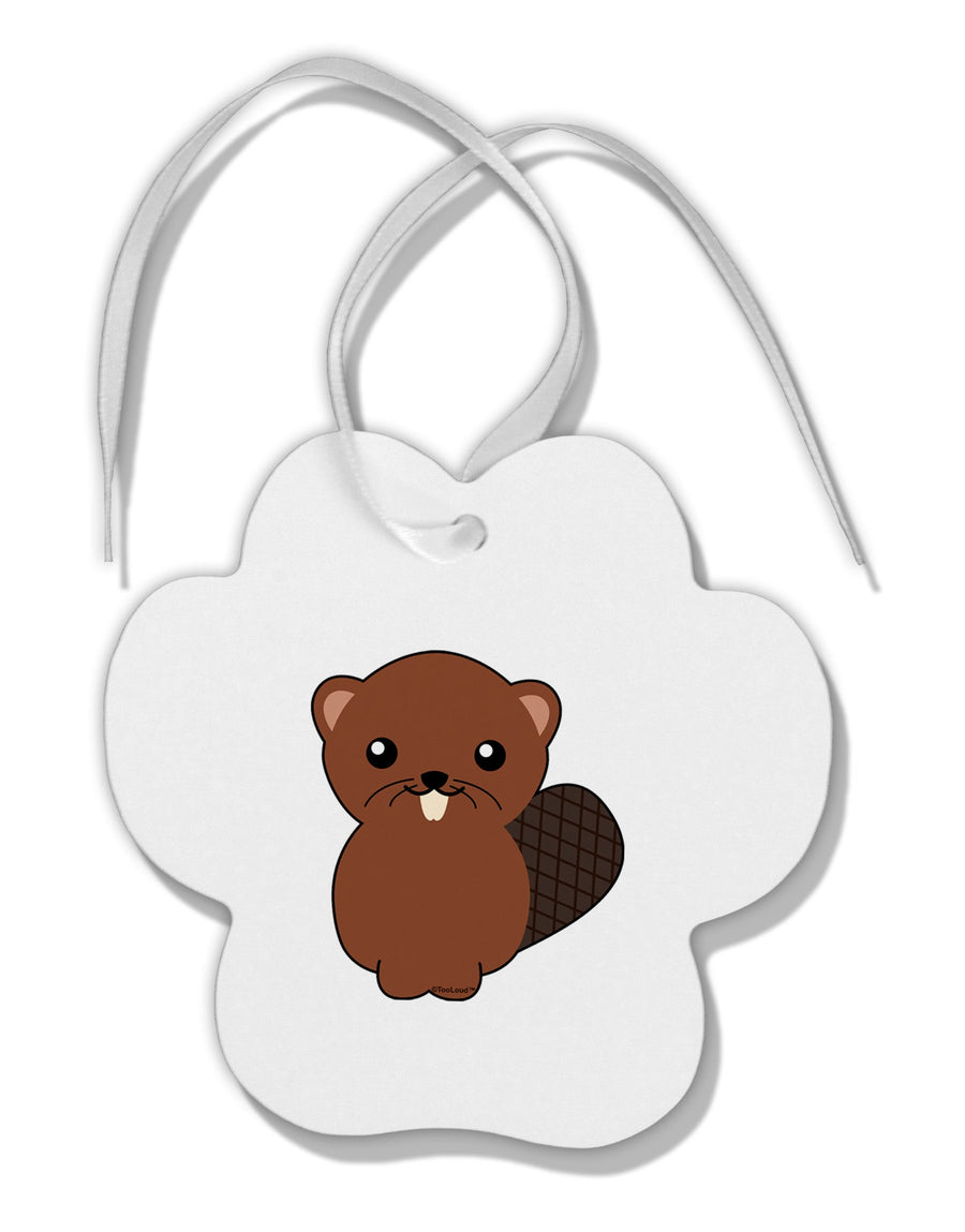 Cute Beaver Paw Print Shaped Ornament-Ornament-TooLoud-White-Davson Sales