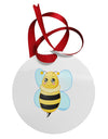 Cute Bee Circular Metal Ornament-Ornament-TooLoud-White-Davson Sales