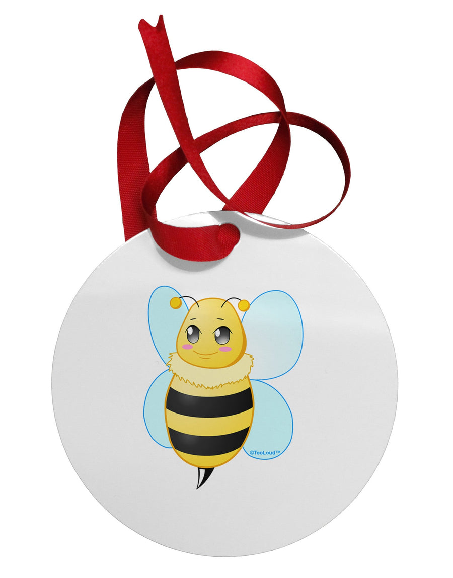 Cute Bee Circular Metal Ornament-Ornament-TooLoud-White-Davson Sales