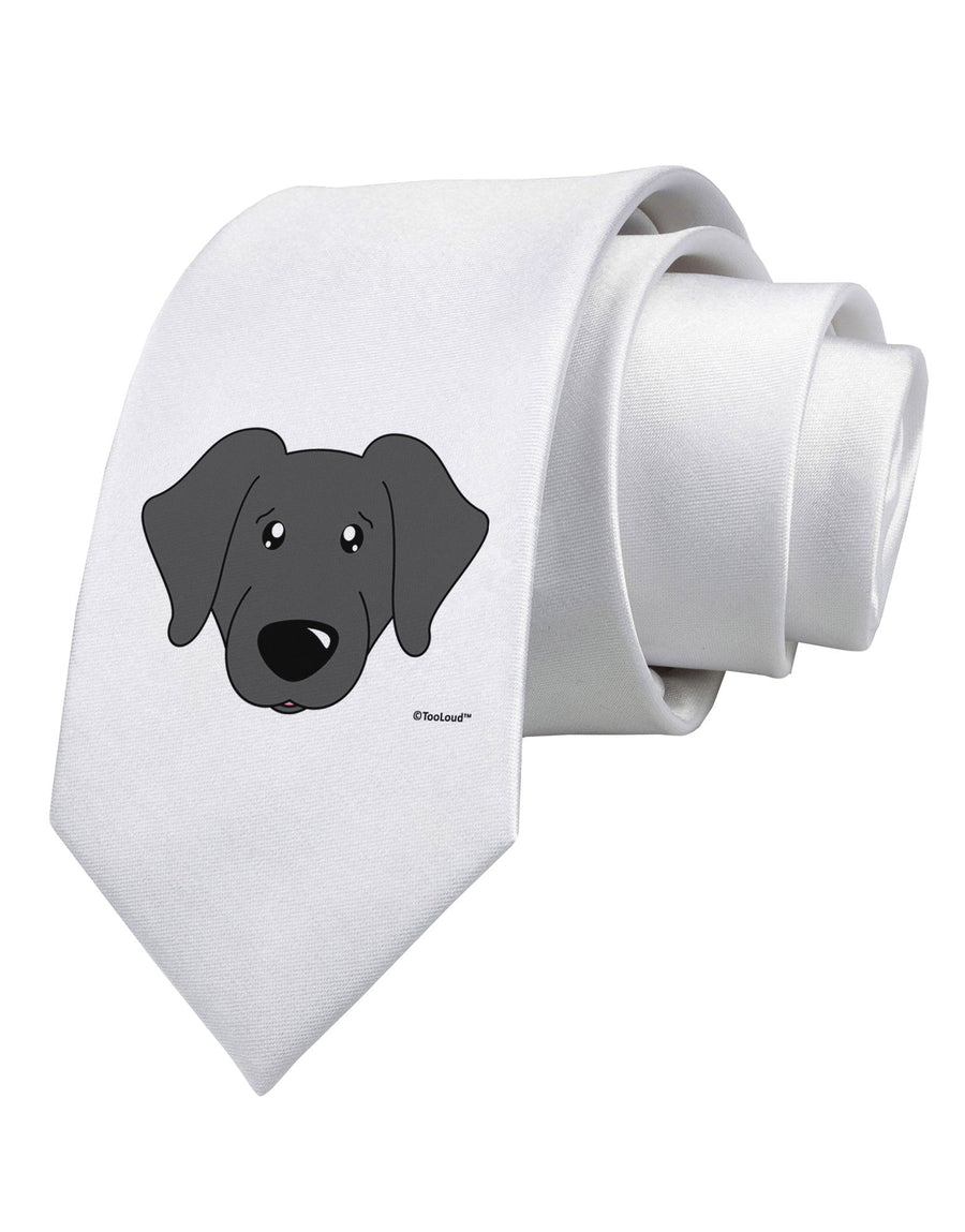 Cute Black Labrador Retriever Dog Printed White Necktie by TooLoud