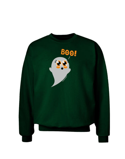 Cute Boo Ghost Adult Dark Sweatshirt-Sweatshirts-TooLoud-Deep-Forest-Green-Small-Davson Sales