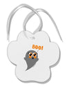 Cute Boo Ghost Paw Print Shaped Ornament-Ornament-TooLoud-White-Davson Sales