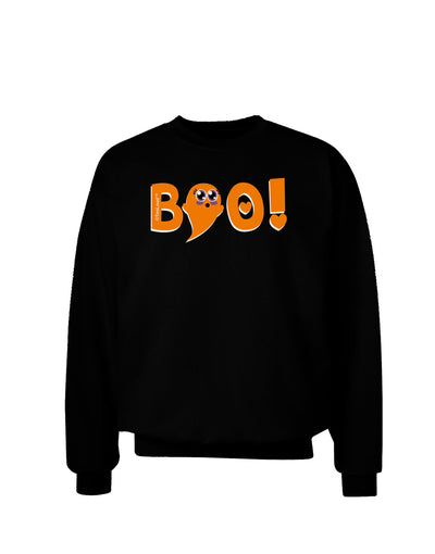 Cute Boo Text Orange Adult Dark Sweatshirt-Sweatshirts-TooLoud-Black-Small-Davson Sales