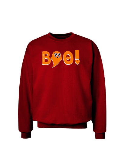 Cute Boo Text Orange Adult Dark Sweatshirt-Sweatshirts-TooLoud-Deep-Red-Small-Davson Sales