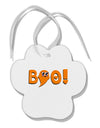 Cute Boo Text Orange Paw Print Shaped Ornament-Ornament-TooLoud-White-Davson Sales