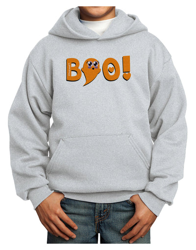 Cute Boo Text Orange Youth Hoodie Pullover Sweatshirt-Youth Hoodie-TooLoud-Ash-XS-Davson Sales